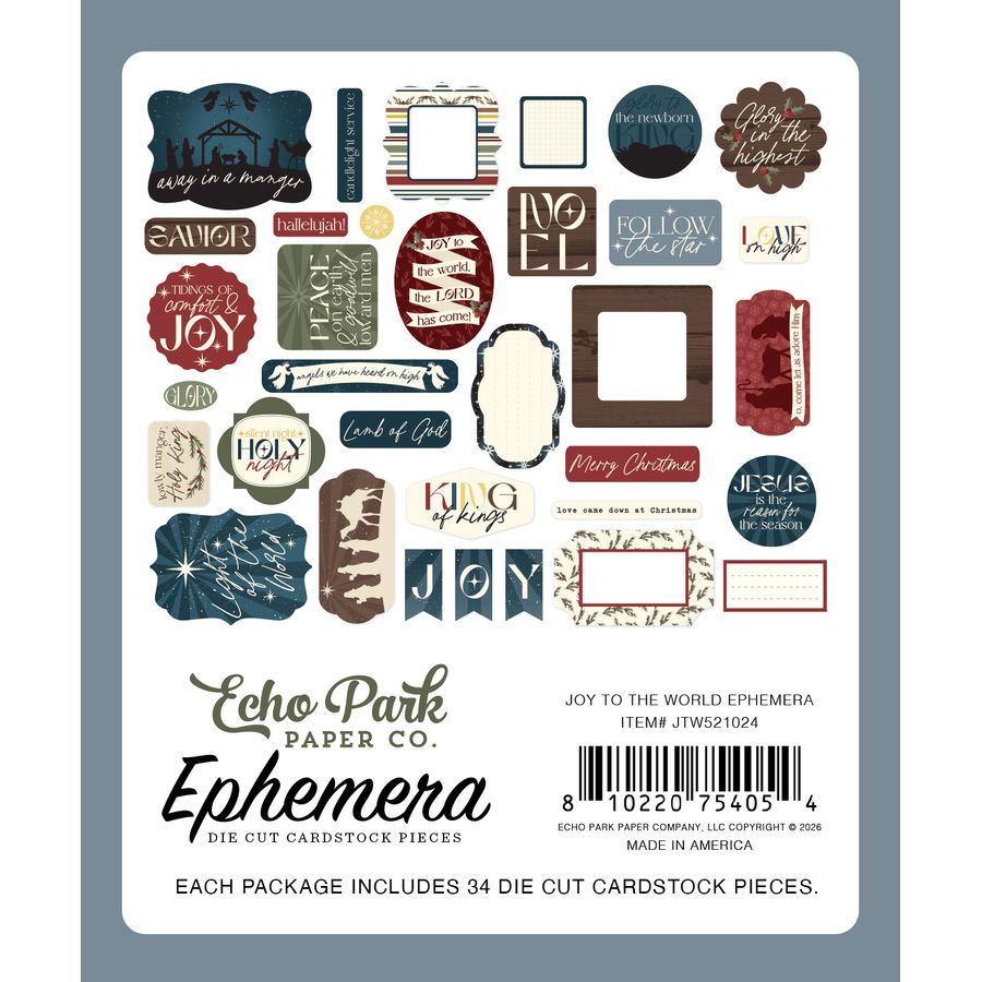 Echo Park Joy To The World Ephemera jtw521024 Packaging Image