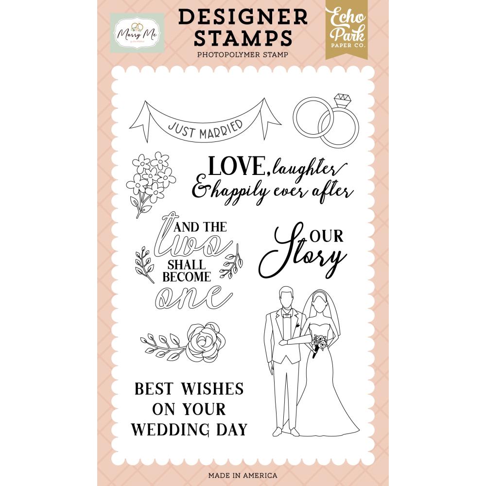 Echo Park Just Married Banner Clear Stamps mry400045