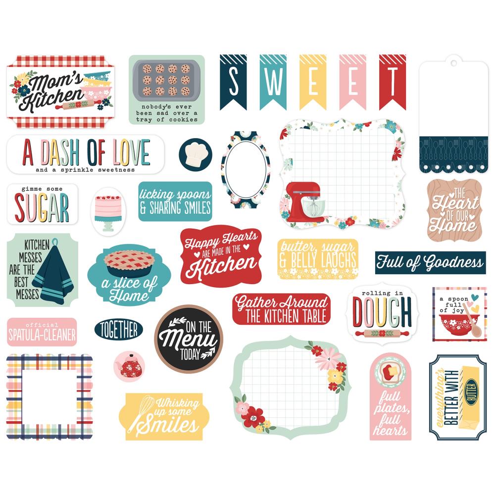 Echo Park Mom's Kitchen Ephemera mk470024 Cooking Sentiments