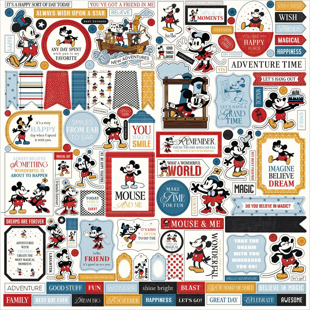 Echo Park Mouse And Me 12 x 12 Mega Bundle mam487050 Cardstock Stickers