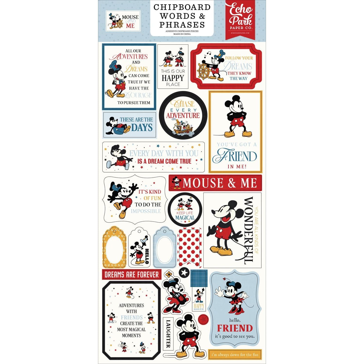 Echo Park Mouse And Me 6 x 13 Chipboard Words And Phrases mam487022