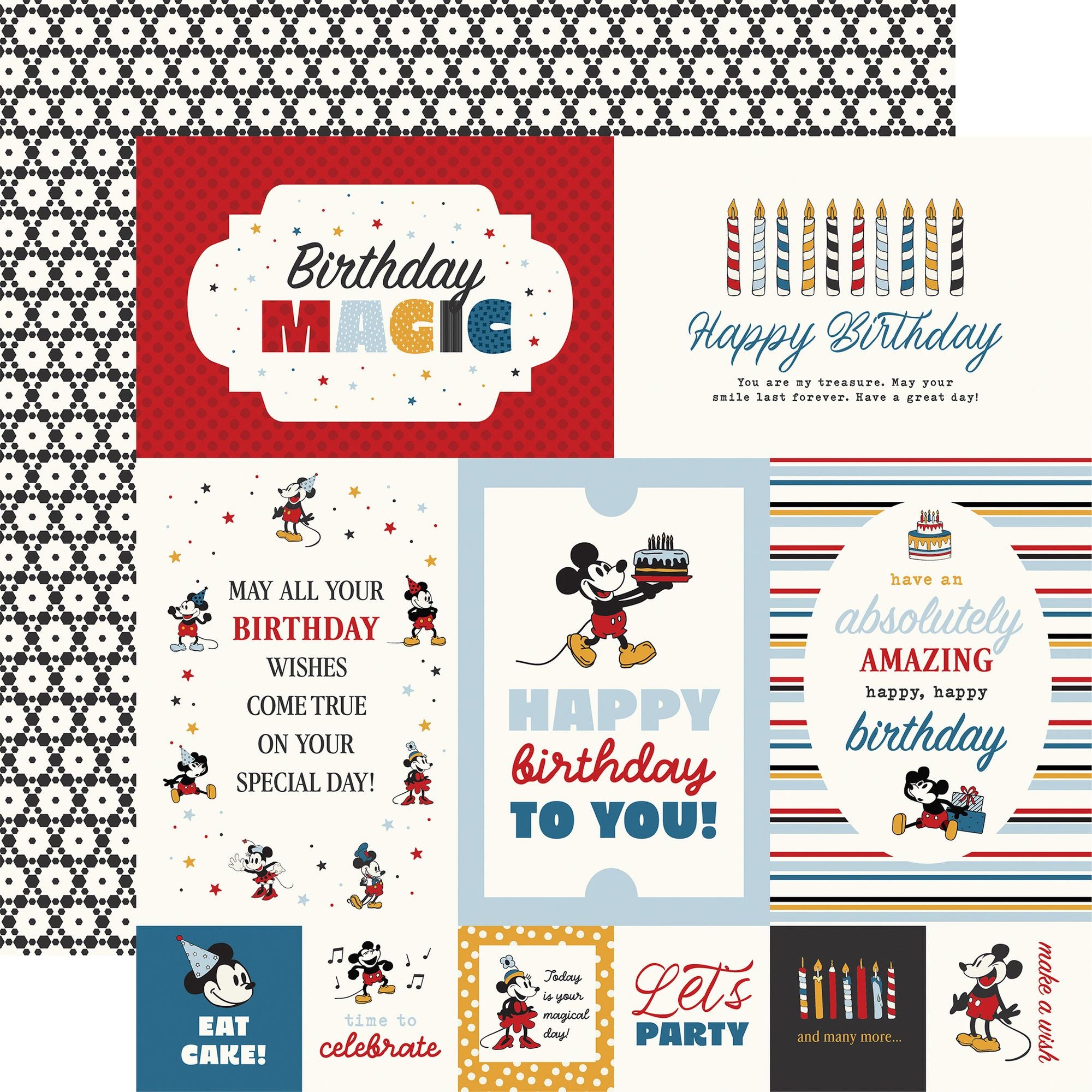 Echo Park Mouse And Me Birthday 12 x 12 Collection Kit mmb509016 Journaling Cards
