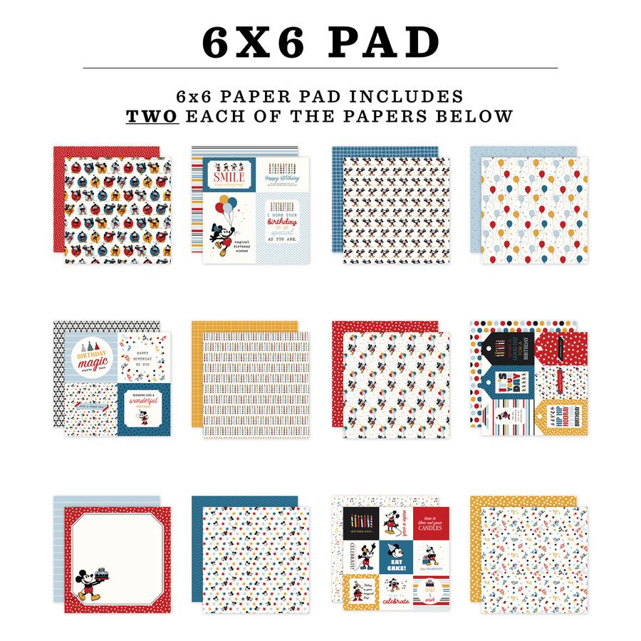 Echo Park Mouse And Me Birthday 6 x 6 Paper Pad mmb509023 Image Swatches