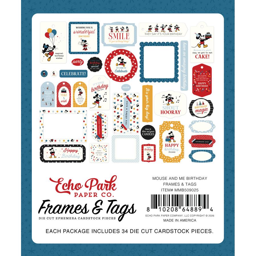 Echo Park Mouse And Me Birthday Frames And Tags mmb509025 Packaging View