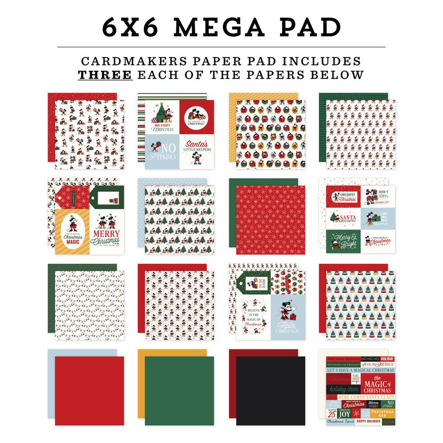 Echo Park Mouse And Me Christmas 6 x 6 Mega Paper Pad mmc520031 Pattern Swatches