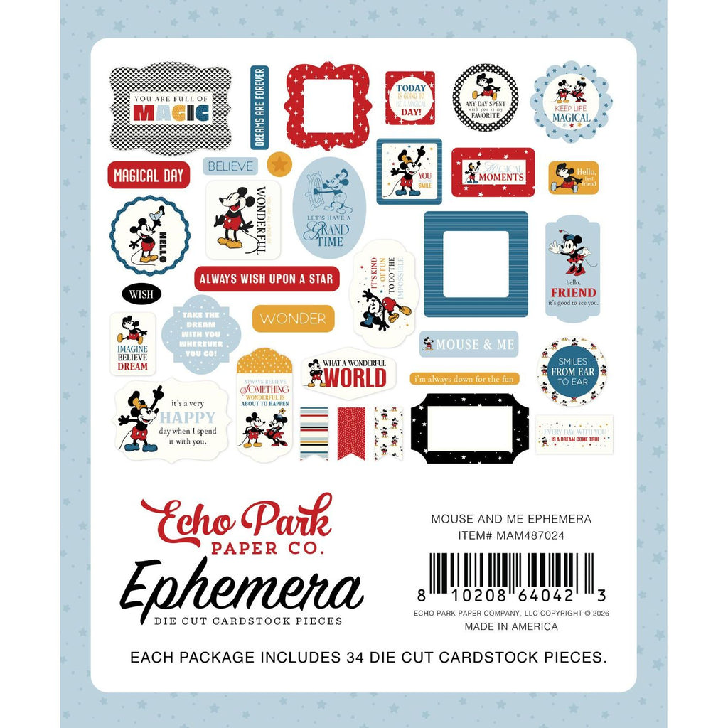 Echo Park Mouse And Me Ephemera mam487024 Disney World Sentiments