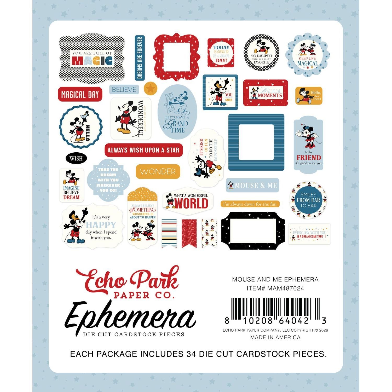 Echo Park Mouse And Me Ephemera mam487024 Disney World Sentiments