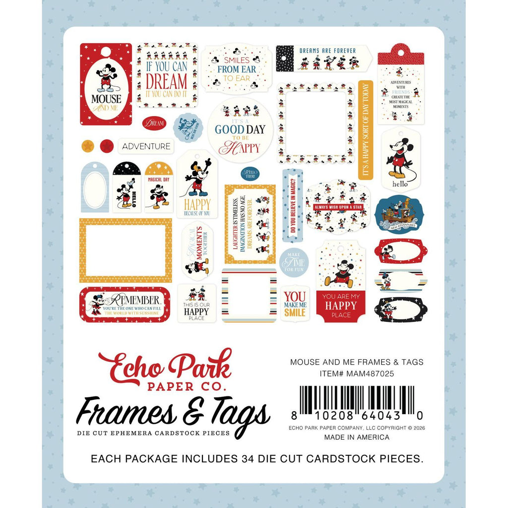Echo Park Mouse And Me Frames And Tags mam487025 Disney World Sentiments