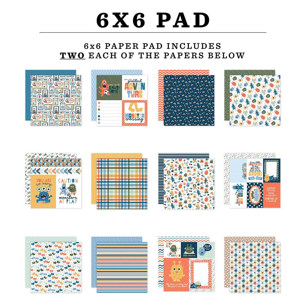 Echo Park My Favorite Monster 6 x 6 Paper Pad mfm499023 Detailed Images