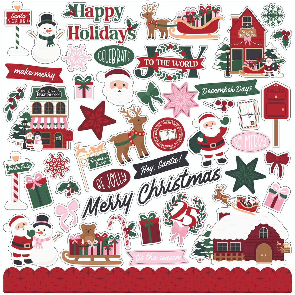 Echo Park North Pole Christmas 12 x 12 Collection Kit npc515016 Element Stickers