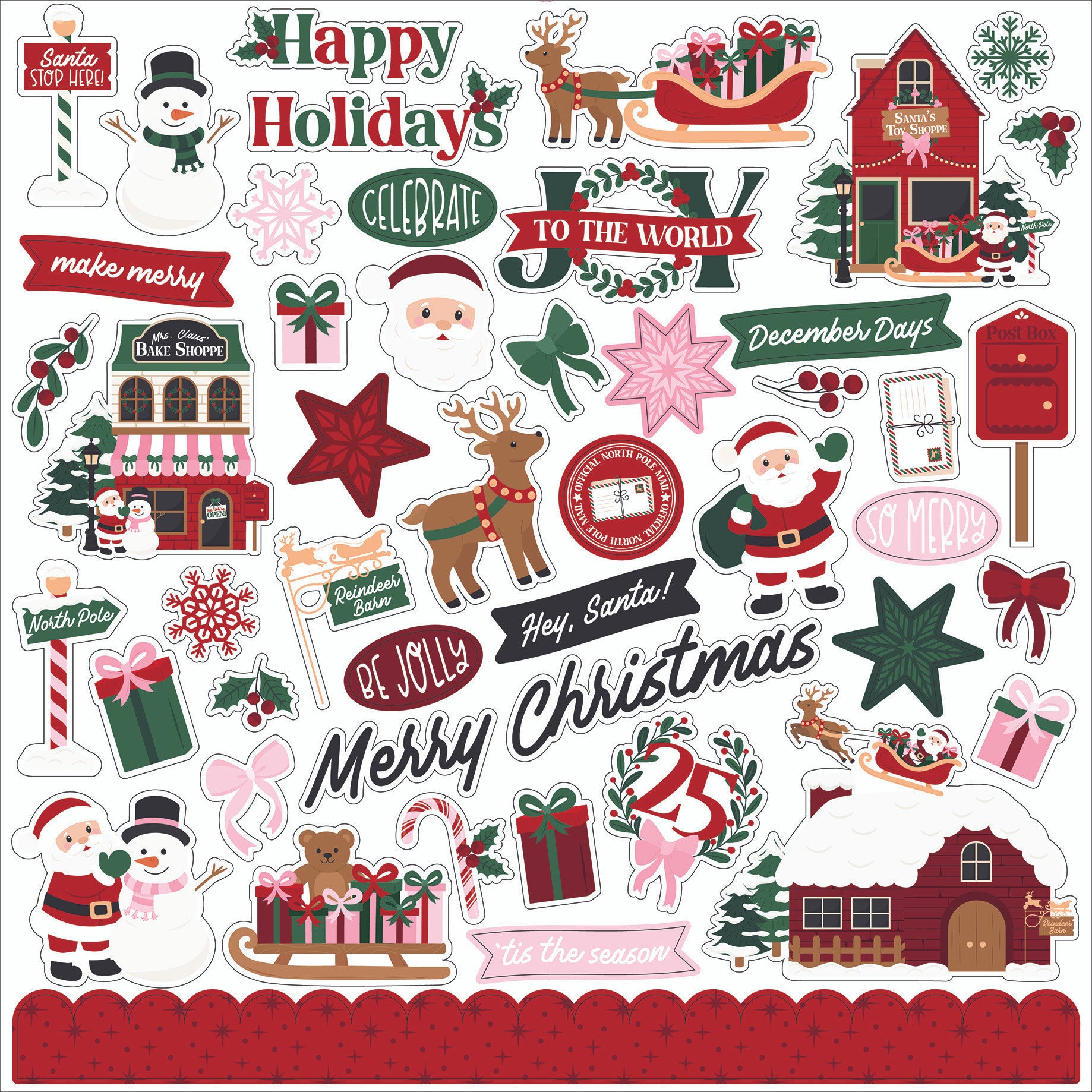 Echo Park North Pole Christmas 12 x 12 Collection Kit npc515016 Element Stickers