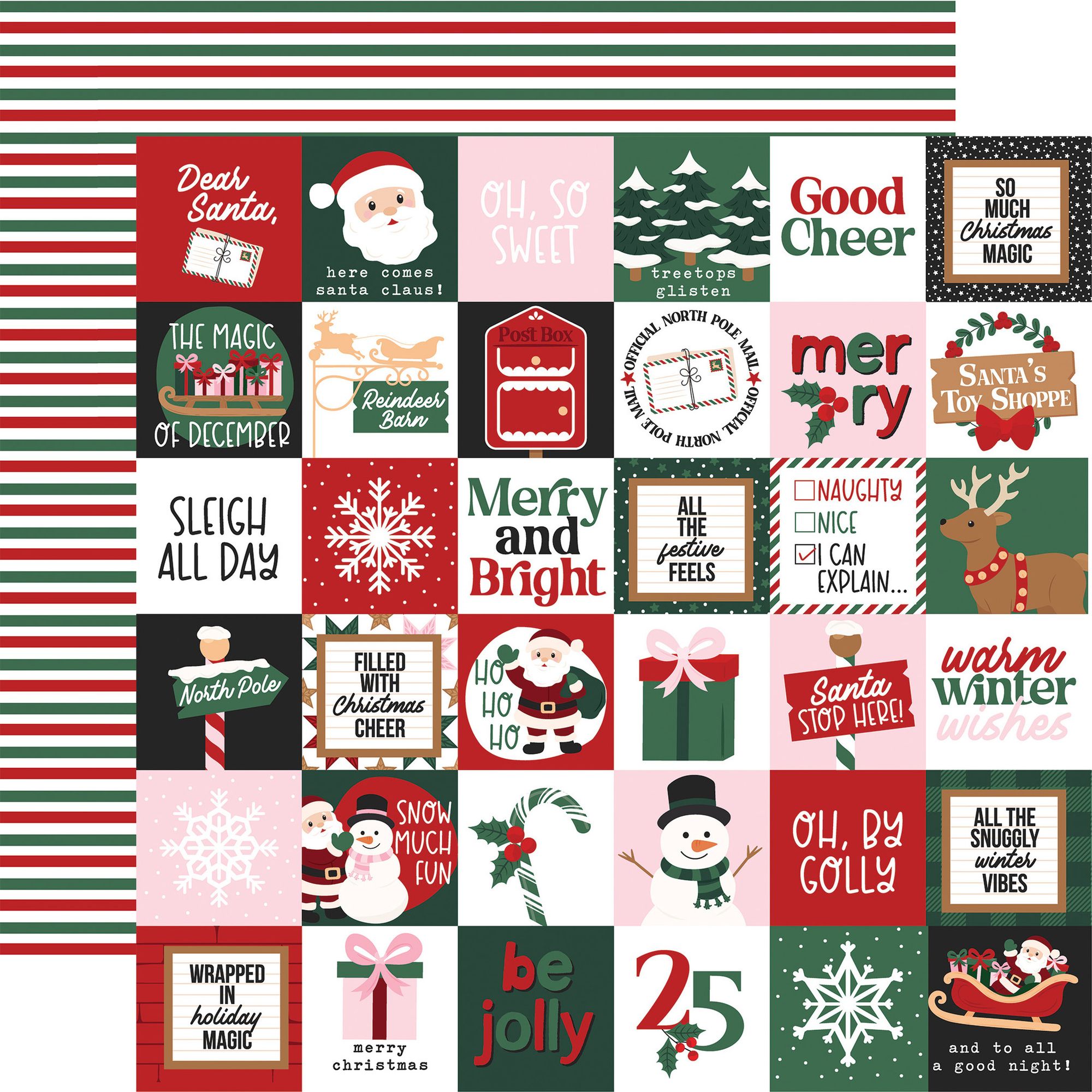 Echo Park North Pole Christmas 12 x 12 Mega Bundle npc515050 Santa Sentiments