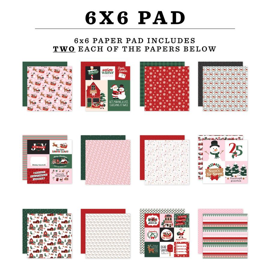 Echo Park North Pole Christmas 6 x 6 Paper Pad npc515023 Image Swatches