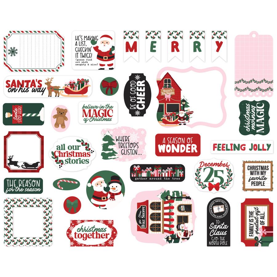 Echo Park North Pole Christmas Ephemera npc515024 Santa Claus Sentiments