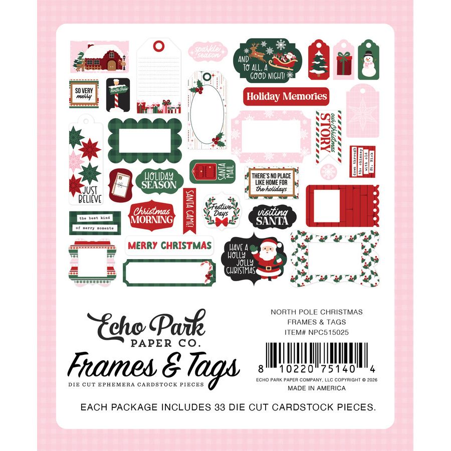 Echo Park North Pole Christmas Frames And Tags npc515025 Packaging View