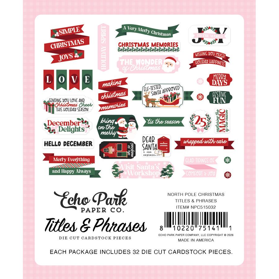 Echo Park North Pole Christmas Titles And Phrases npc515032 Packaging View