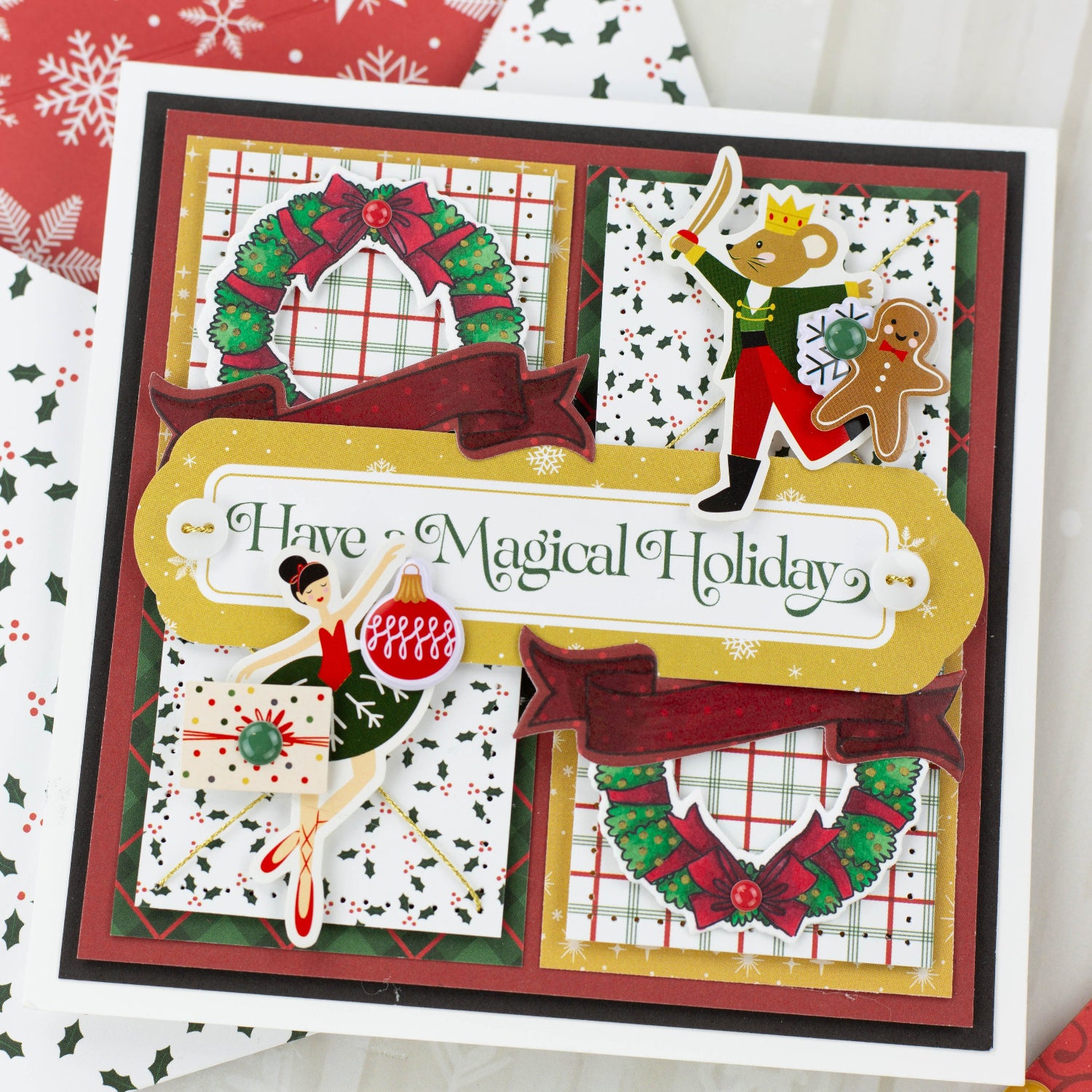 Echo Park Nutcracker Coordinating Dies nc387042 Wreath Card