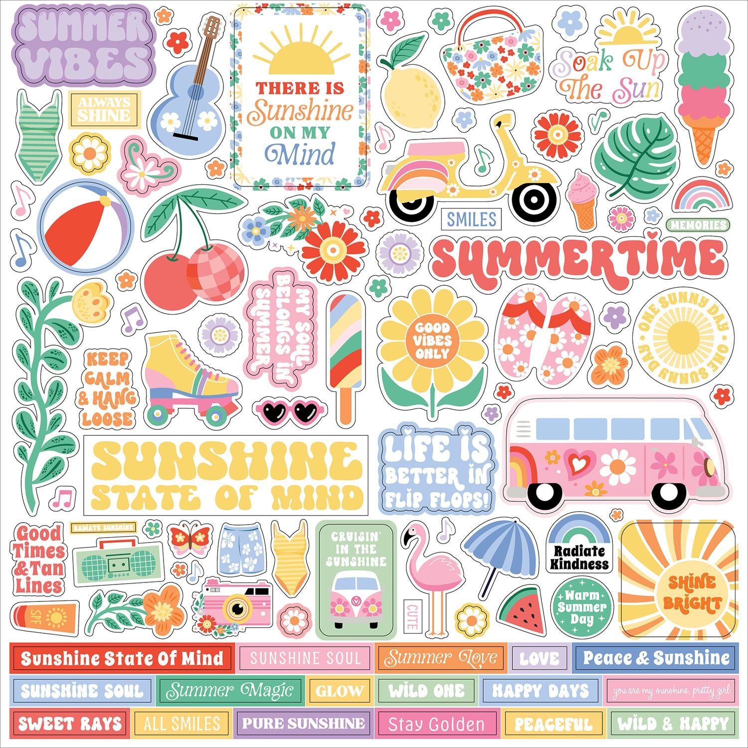 Echo Park Our Groovy Summer 12 x 12 Collection Kit ogs496016 Cardstock Images