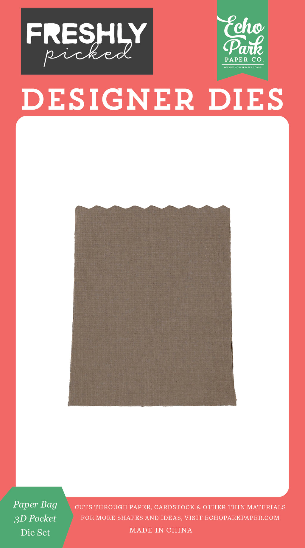 Echo Park Paper Bag 3D Pocket And Vegetable Harvest Dies Bundle FP510040 brown bag alone