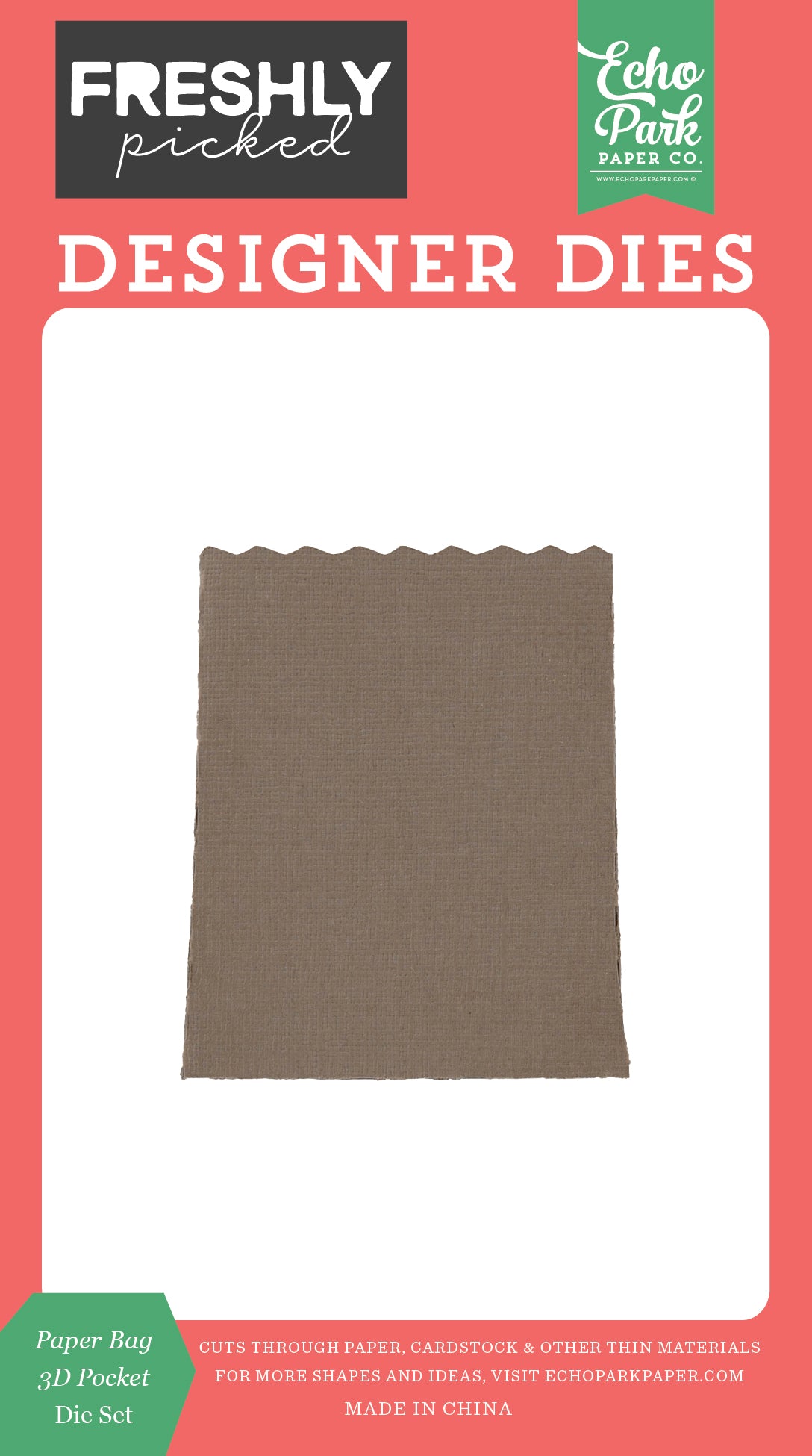 Echo Park Paper Bag 3D Pocket And Vegetable Harvest Dies Bundle FP510040 brown bag alone