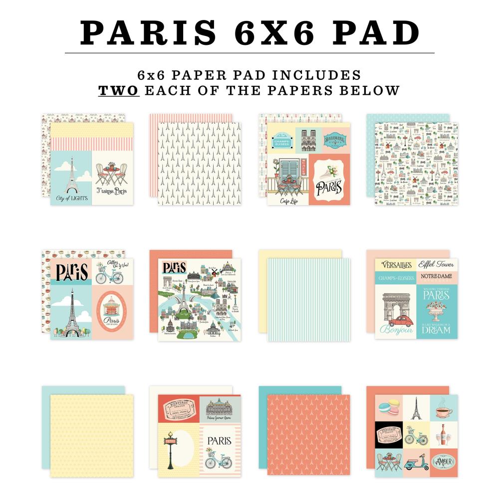 Echo Park Paris 6 x 6 Paper Pad cbp405023 Detailed View