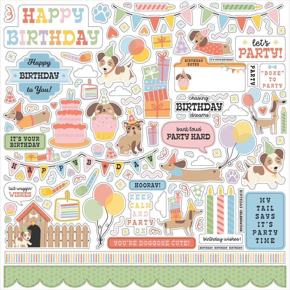 Echo Park Party Animal 12 x 12 Collection Kit pa480016 Cardstock Stickers