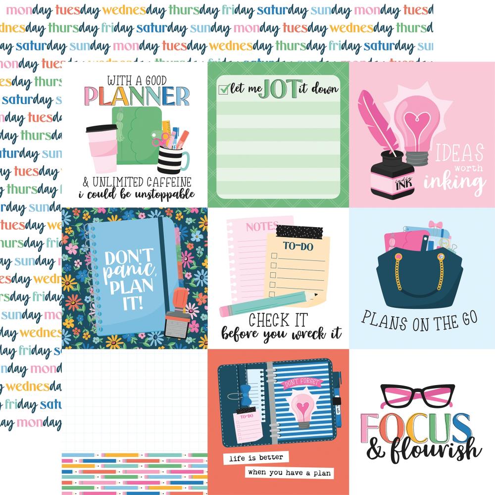 Echo Park Plan On It 12 x 12 Collection Kit poi474016 4X4 Journaling Cards
