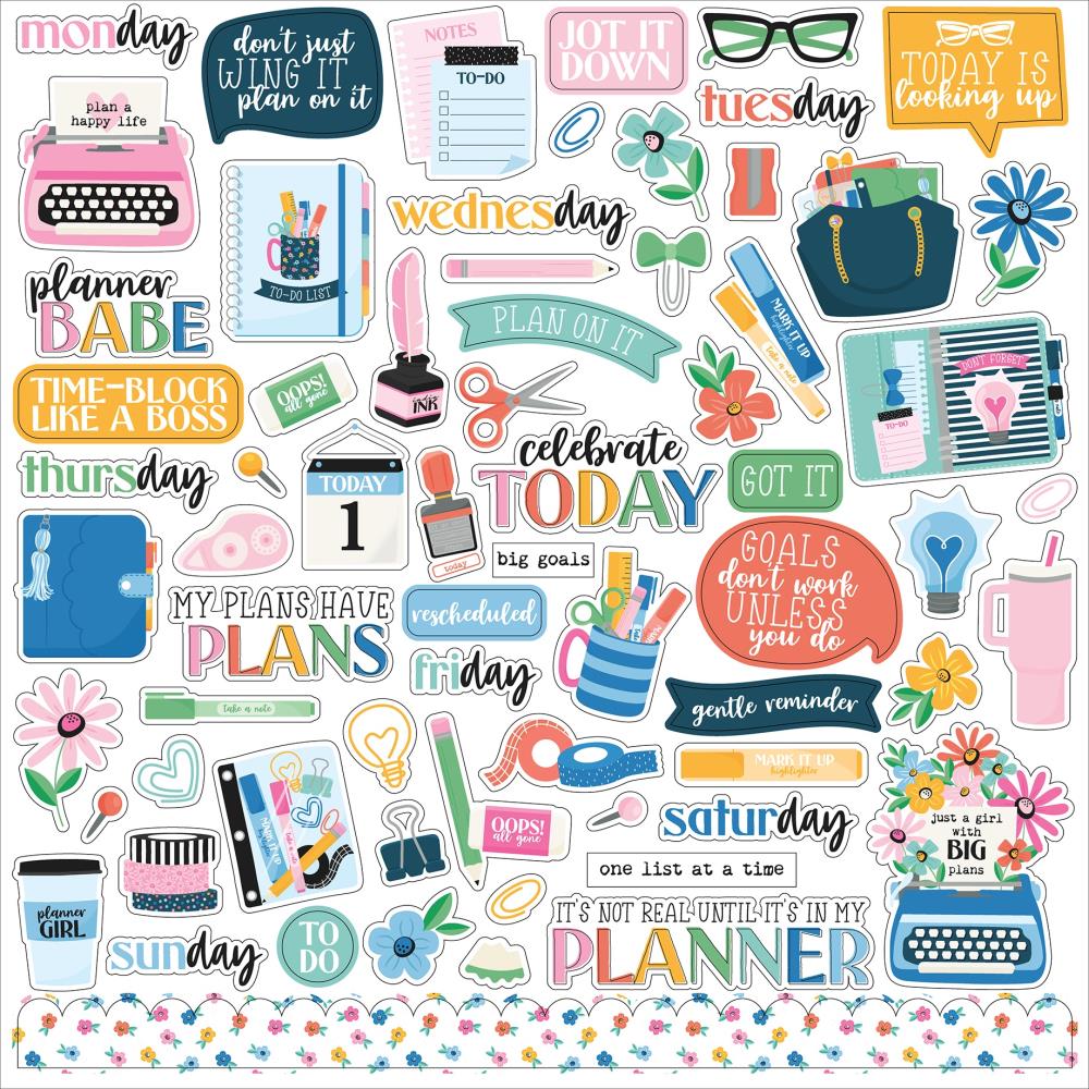 Echo Park Plan On It 12 x 12 Collection Kit poi474016 Cardstock Stickers