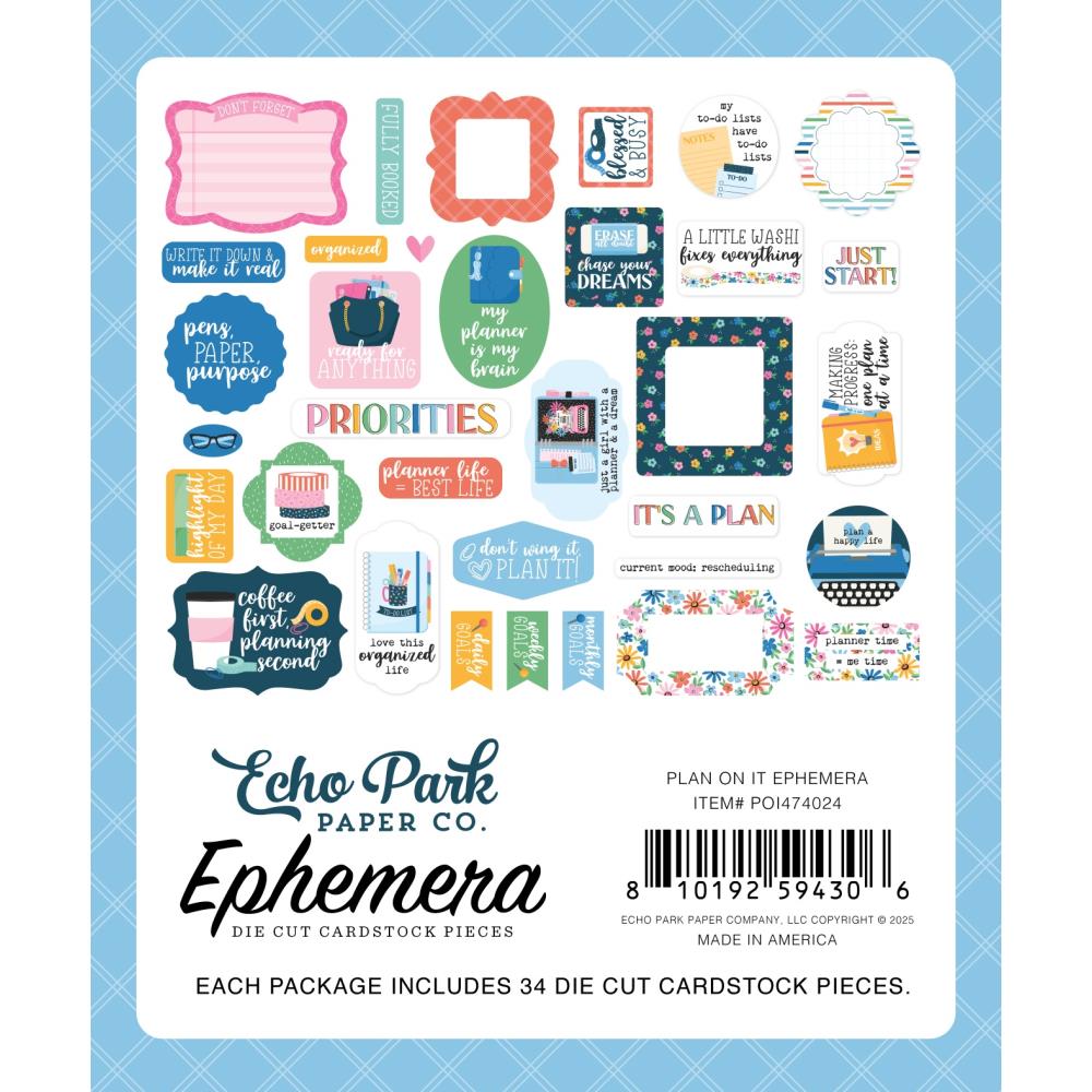 Echo Park Plan On It Ephemera poi474024 Organizing Sentiments