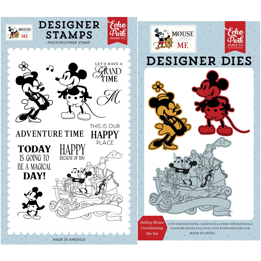 Echo Park Retro Sailing Mouse Clear Stamps And Dies Bundle