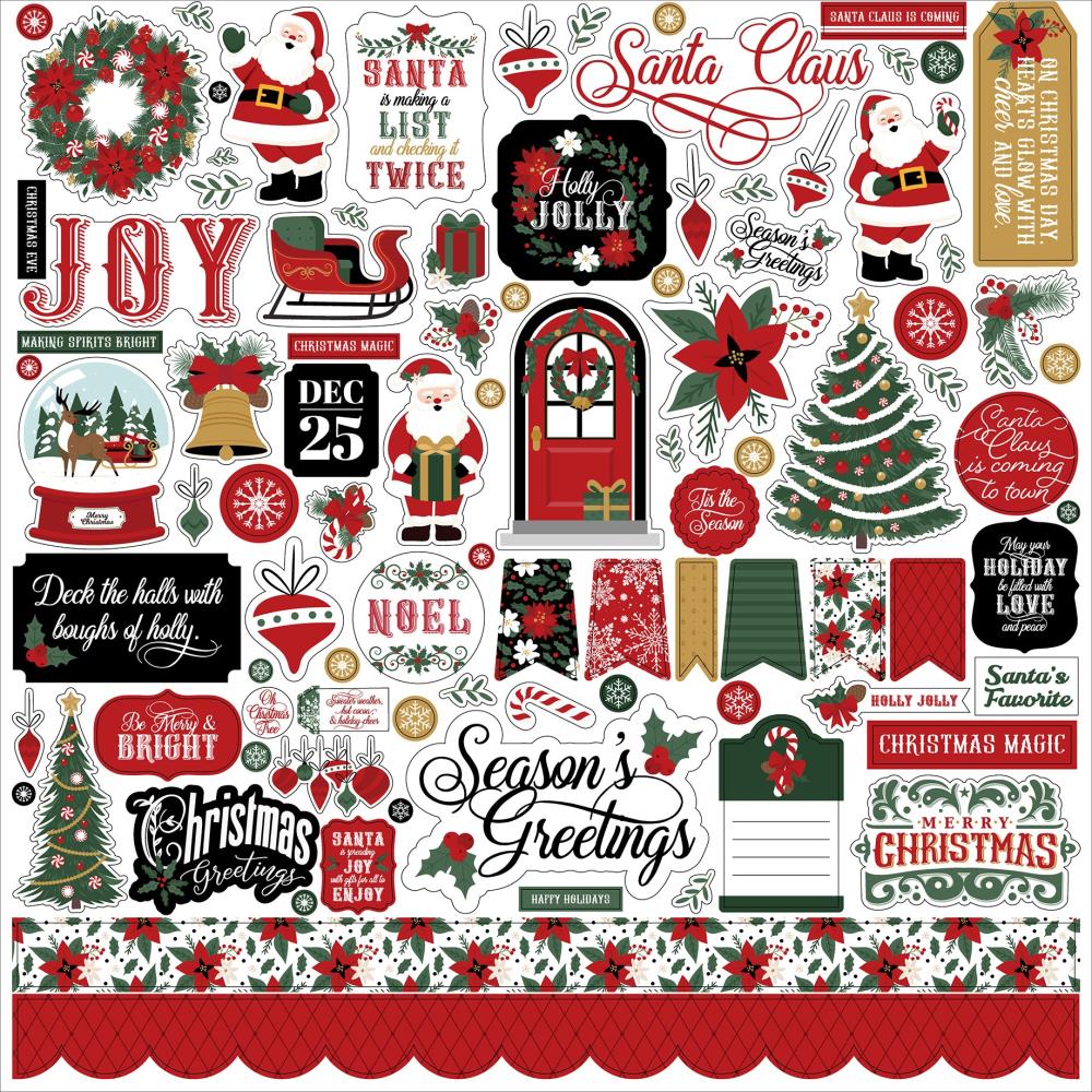 Echo Park Santa Claus 12 x 12 Collection Kit bsb388016 Cardstock Stickers