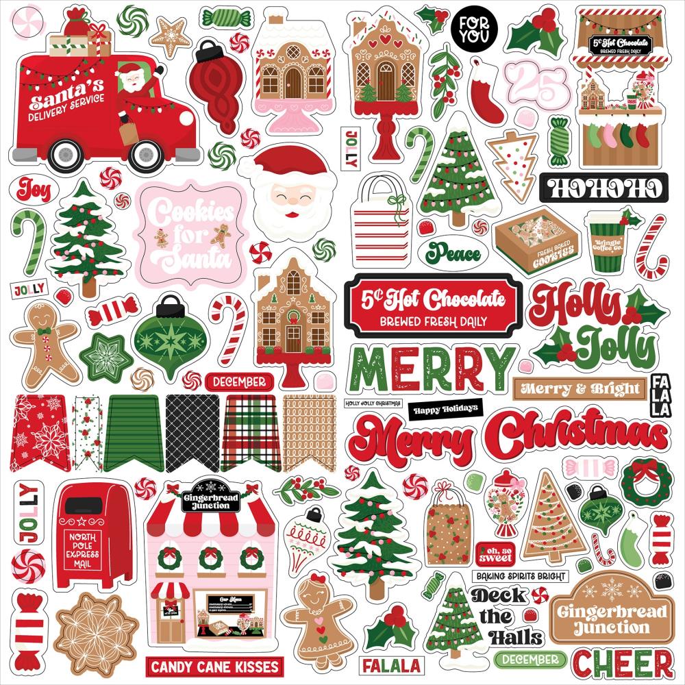 Echo Park Santa's Christmas Delivery 12 x 12 Collection Kit scd459016 Cardstock Stickers