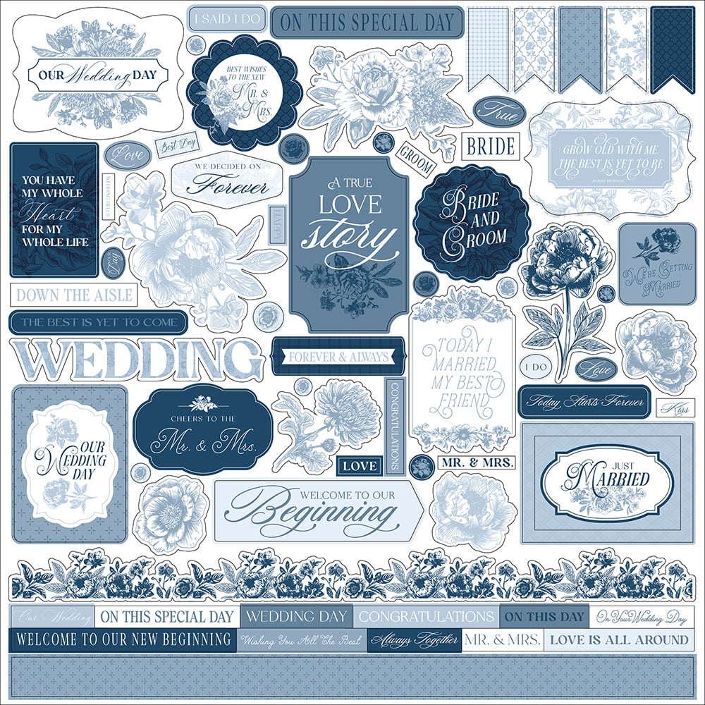 Echo Park Save The Date 12 x 12 Collection Kit std498016 Cardstock Stickers