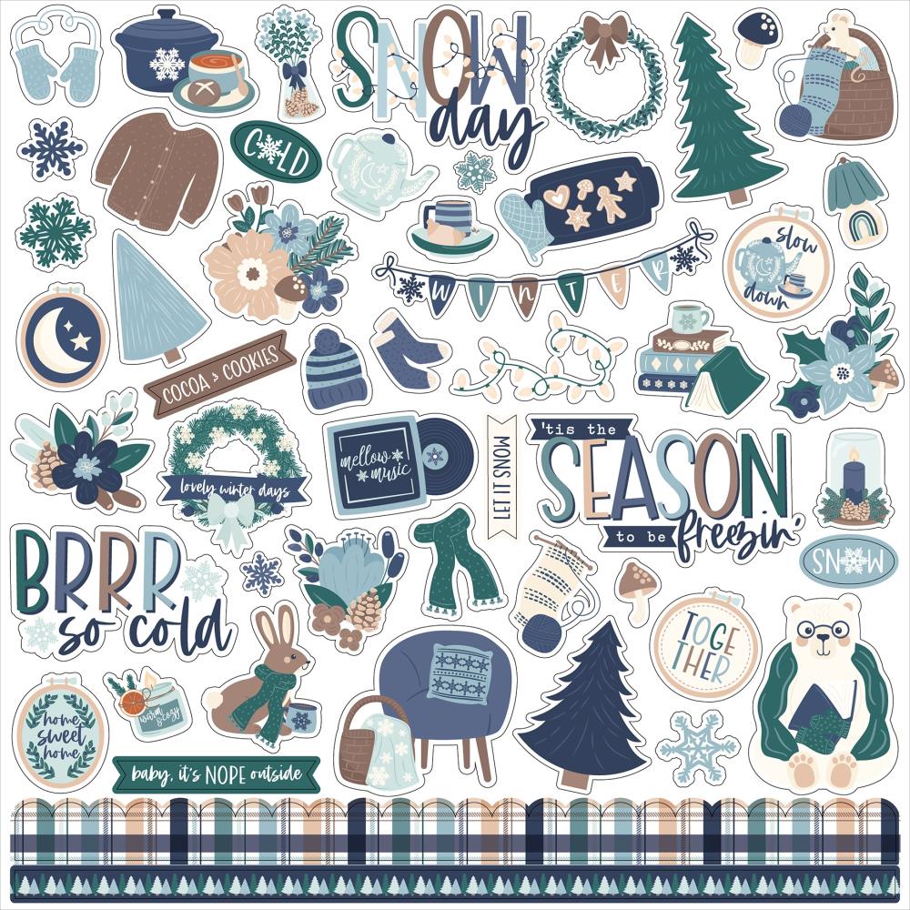 Echo Park Snow Day 12 x 12 Collection Kit sd469016 Cardstock Stickers