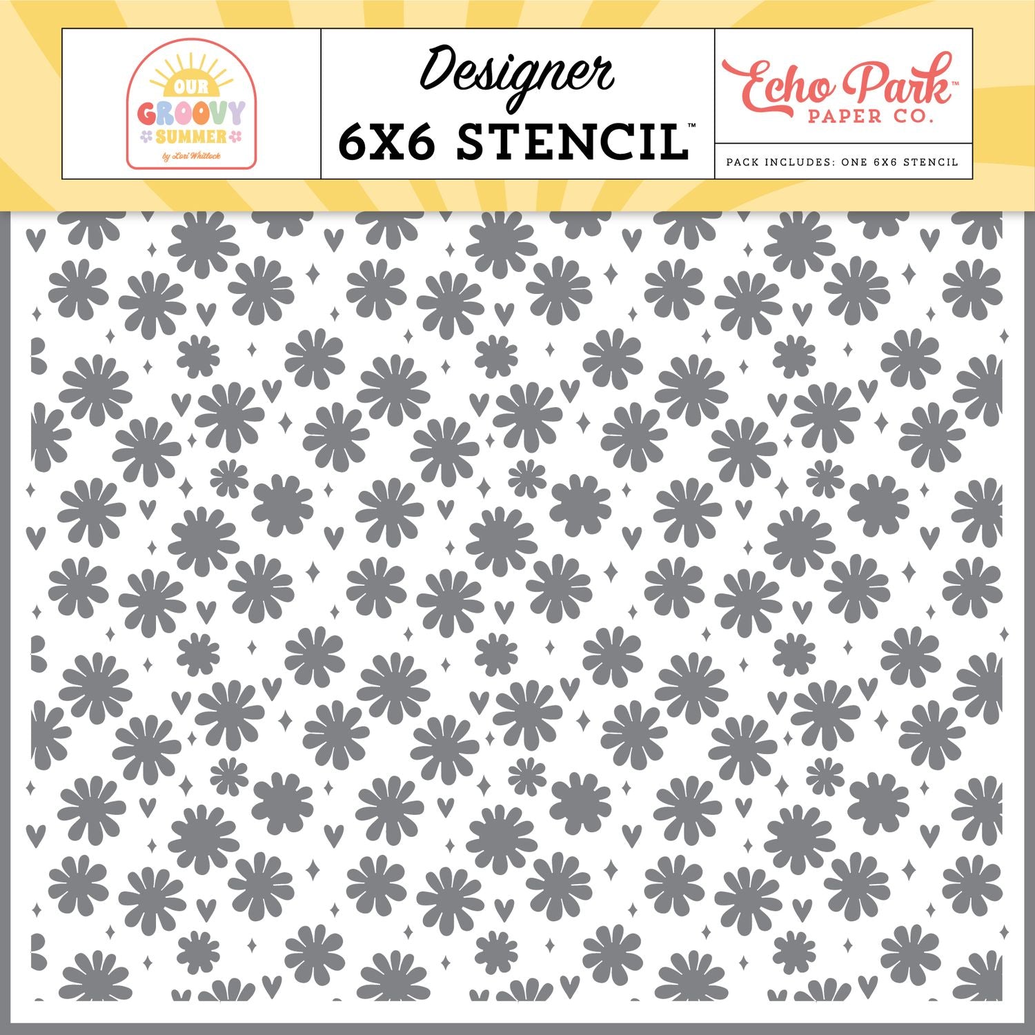 Echo Park Sparkly Floral Hearts 6 x 6 Stencil ogs496034