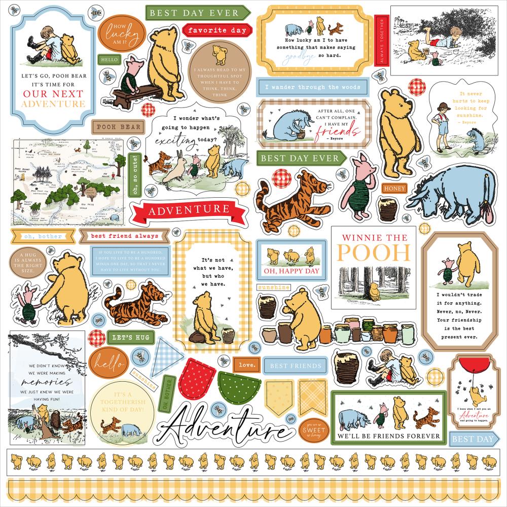 Echo Park The House At Pooh Corner 12 x 12 Collection Kit hpc420016 Cardstock Stickers