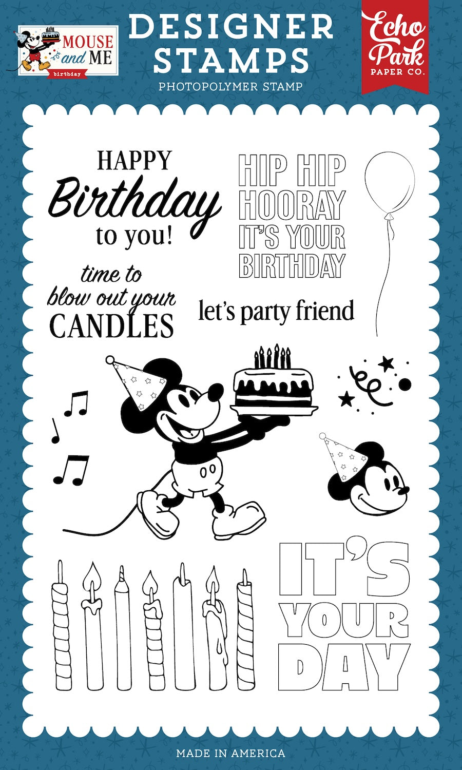 Echo Park Time For Cake Mouse Clear Stamps And Dies Bundle MMB509047 Mickey Mouse Birthday Stamps Alone