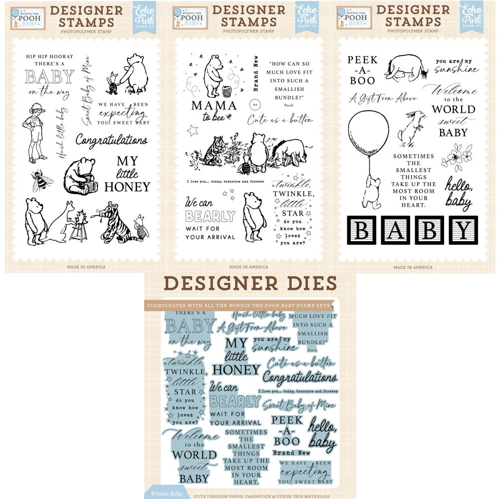 Echo Park Winnie Baby Phrases Stamps And Dies Bundle