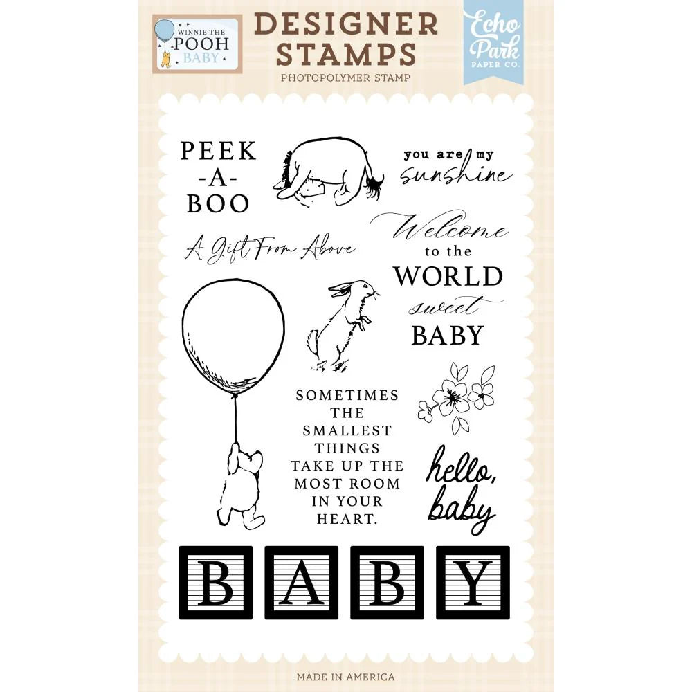 Echo Park Winnie Baby Phrases Stamps And Dies Bundle WPB442045