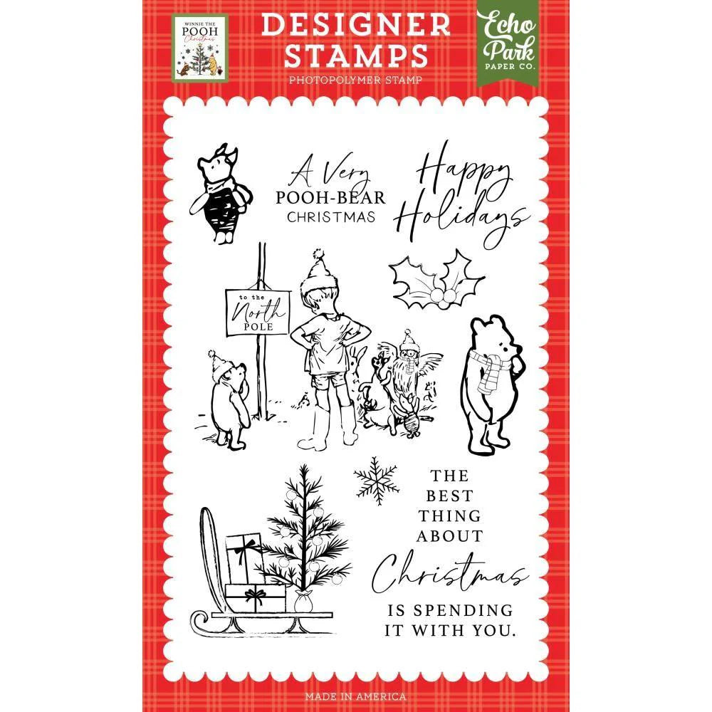 Echo Park Winnie Christmas Phrases Stamps And Dies Bundle WPC386046