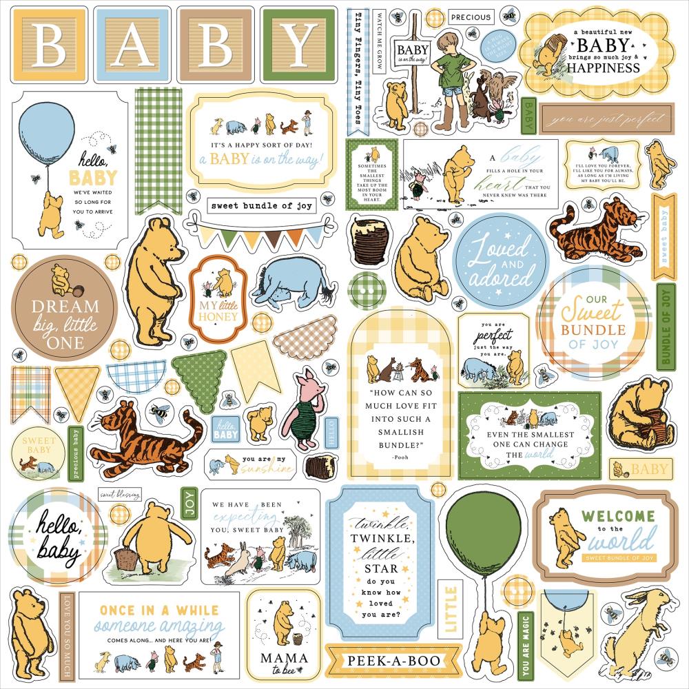 Echo Park Winnie The Pooh Baby 12 x 12 Collection Kit wpb442016 Cardstock Stickers