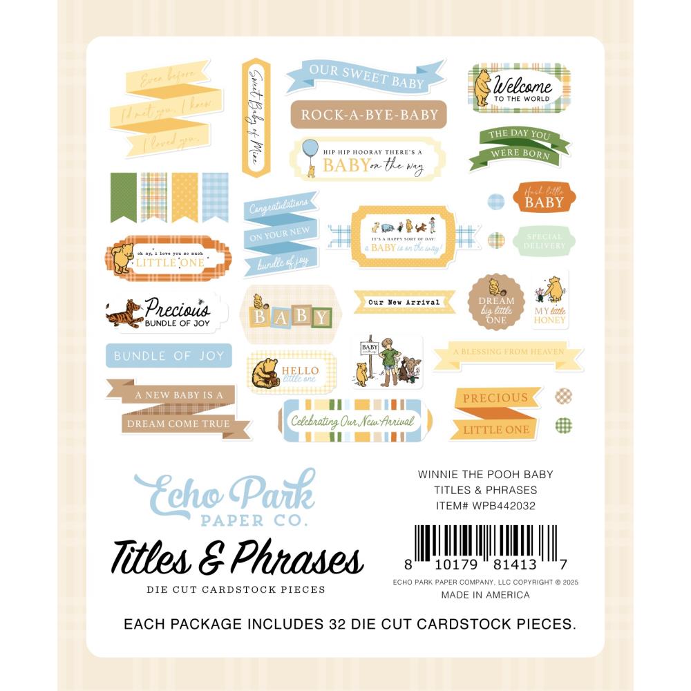 Echo Park Winnie The Pooh Baby Titles And Phrases wpb442032 Packaging Image