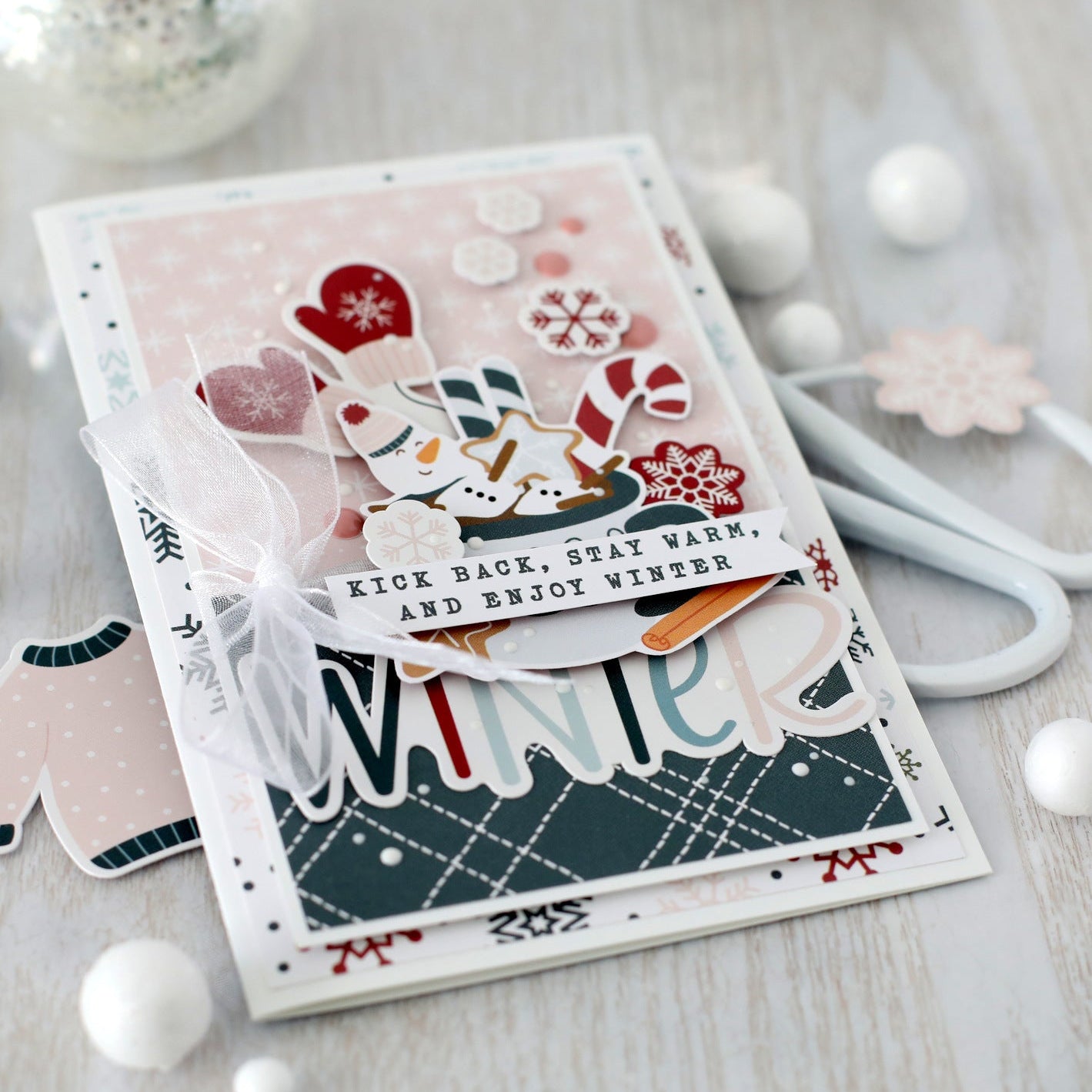 Echo Park Winter Fun 6 x 6 Mega Paper Pad wf468031 Stay Warm Card
