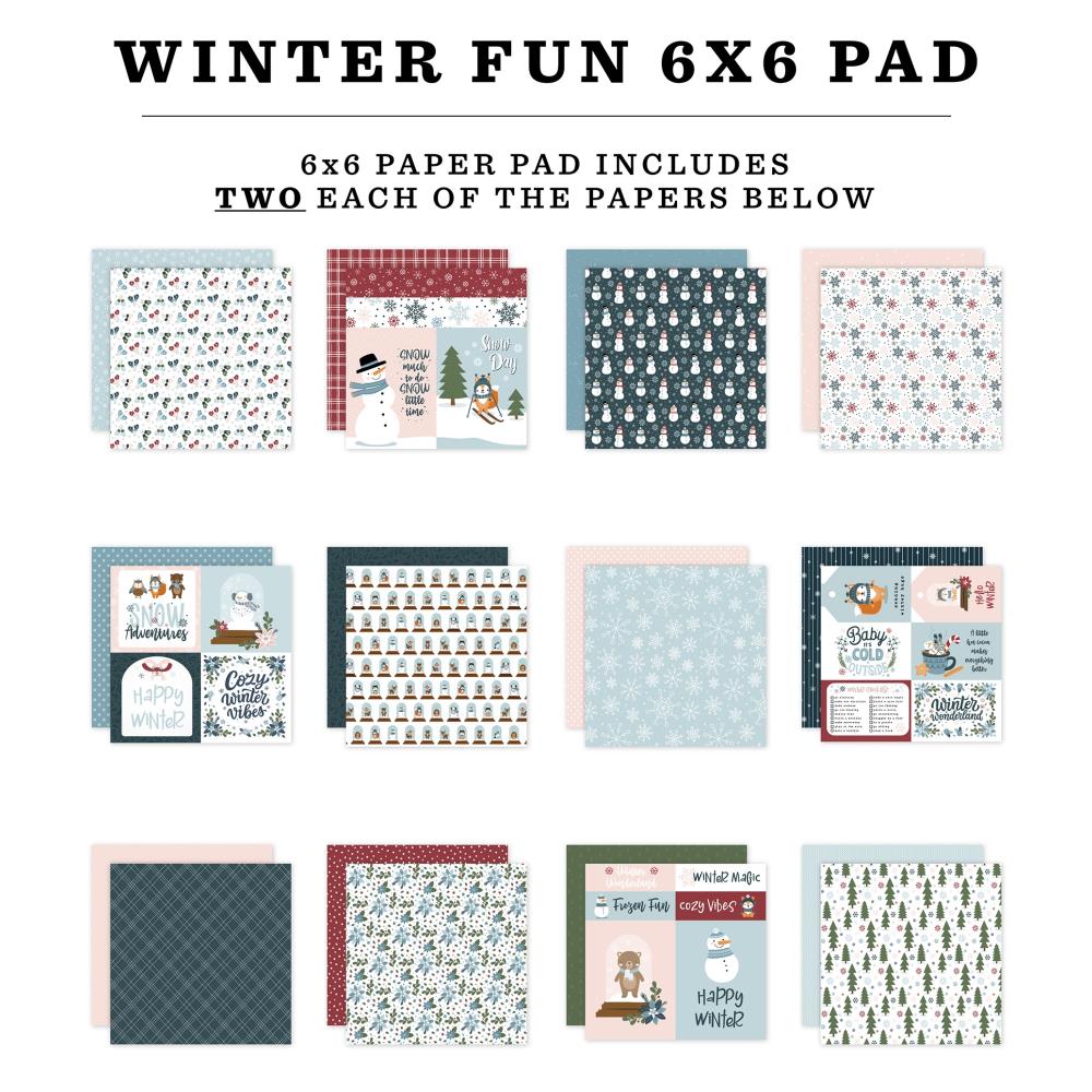 Echo Park Winter Fun 6 x 6 Paper Pad wf468023 Detailed Images