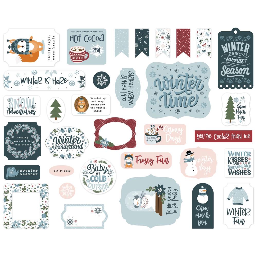 Echo Park Winter Fun Ephemera wf468024 Snow Sentiments