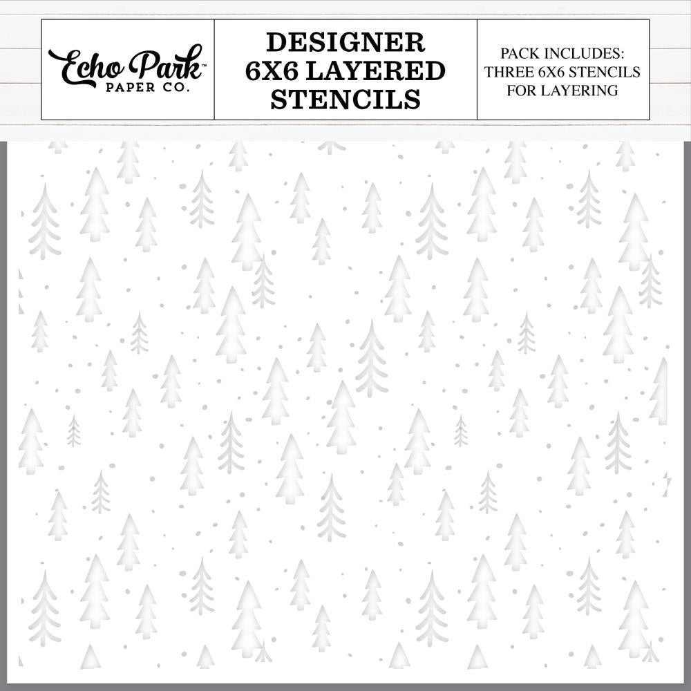 Echo Park Winter Trees 6 x 6 Stencils epstencil101