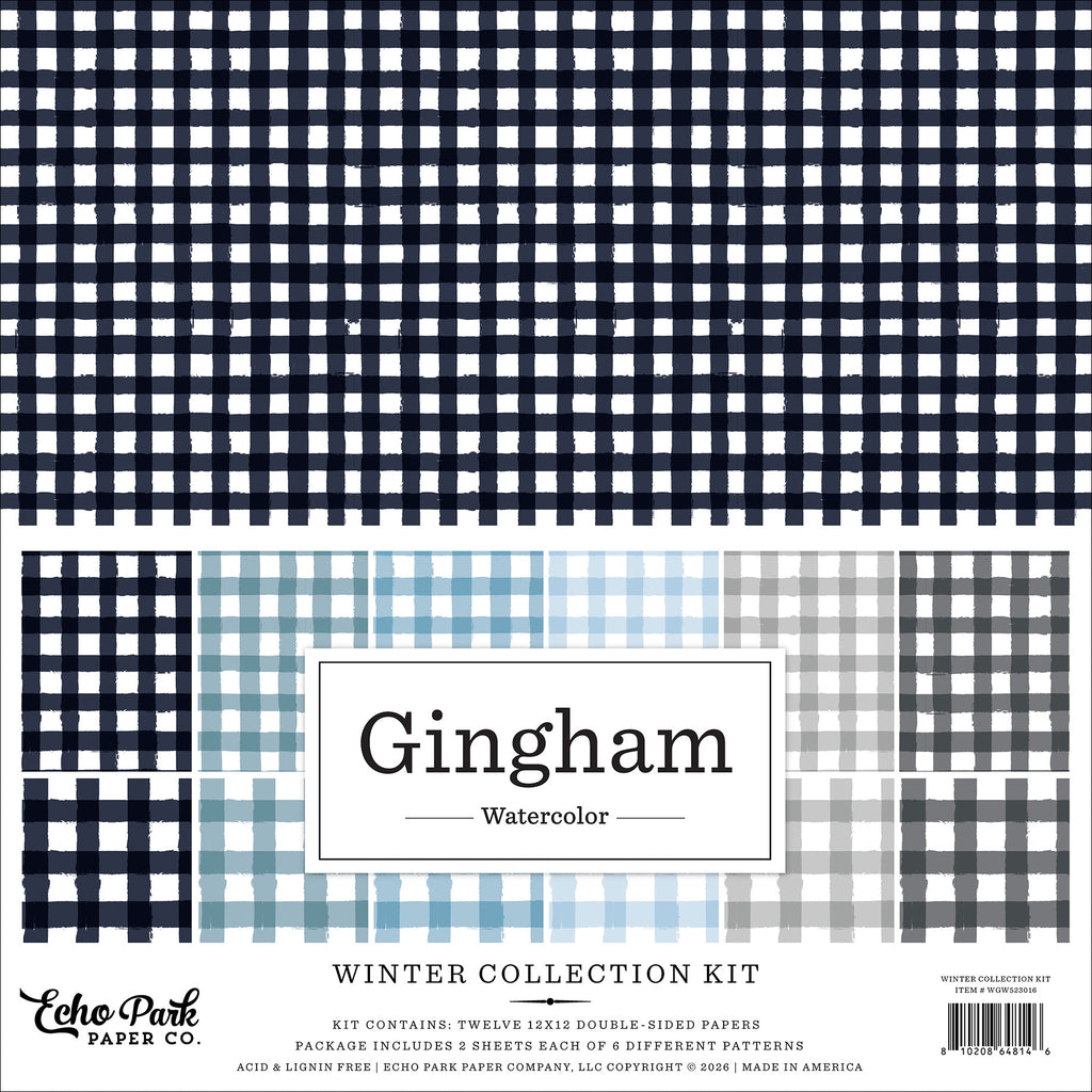 Echo Park Winter Watercolor Gingham 12 x 12 Collection Kit wgw523016