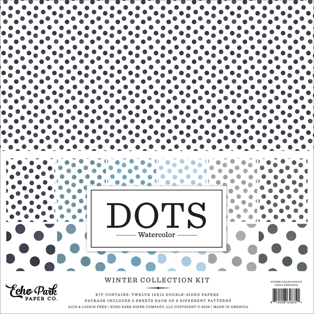 Echo Park Winter Watercolor Polka Dots 12 x 12 Collection Kit wdw536016