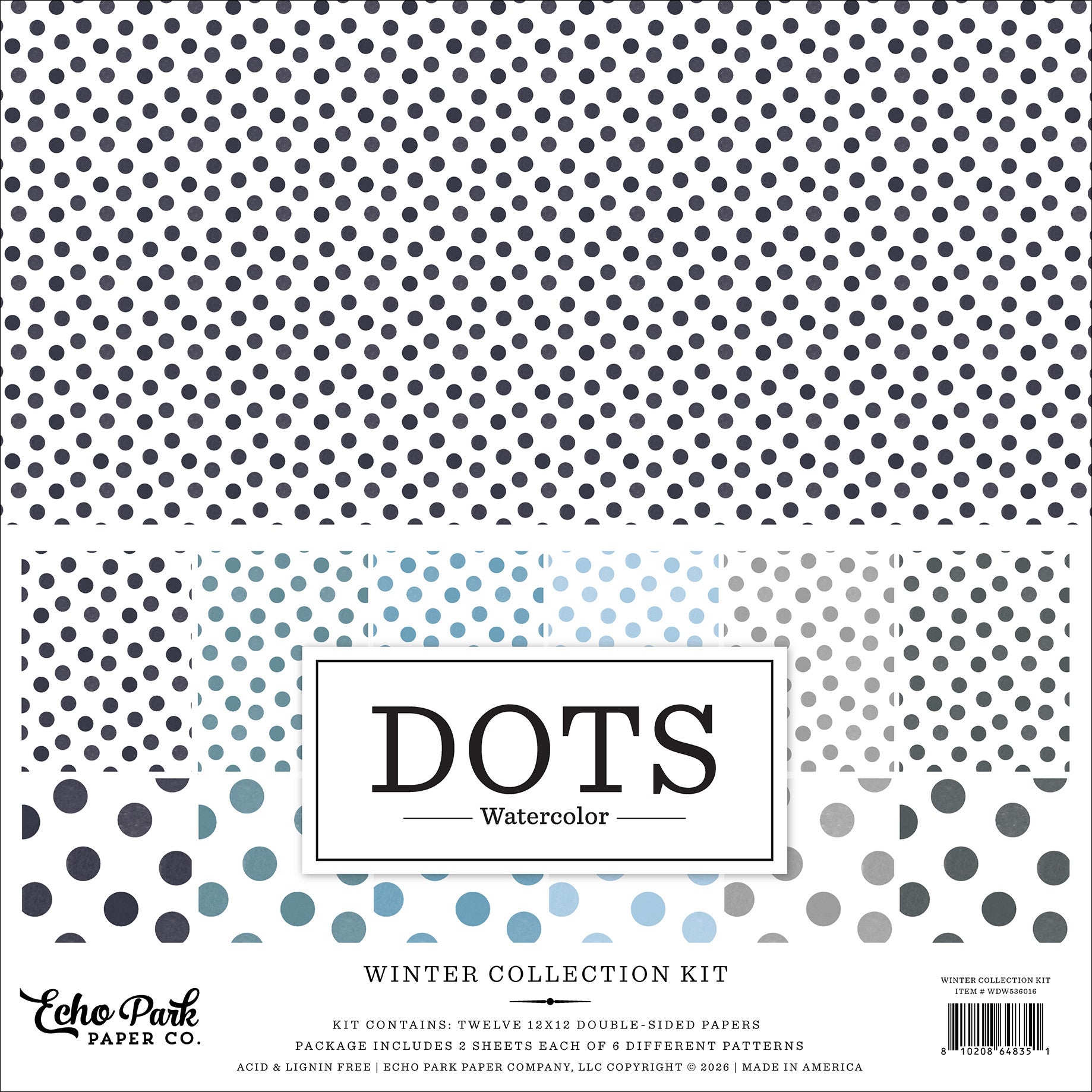 Echo Park Winter Watercolor Polka Dots 12 x 12 Collection Kit wdw536016