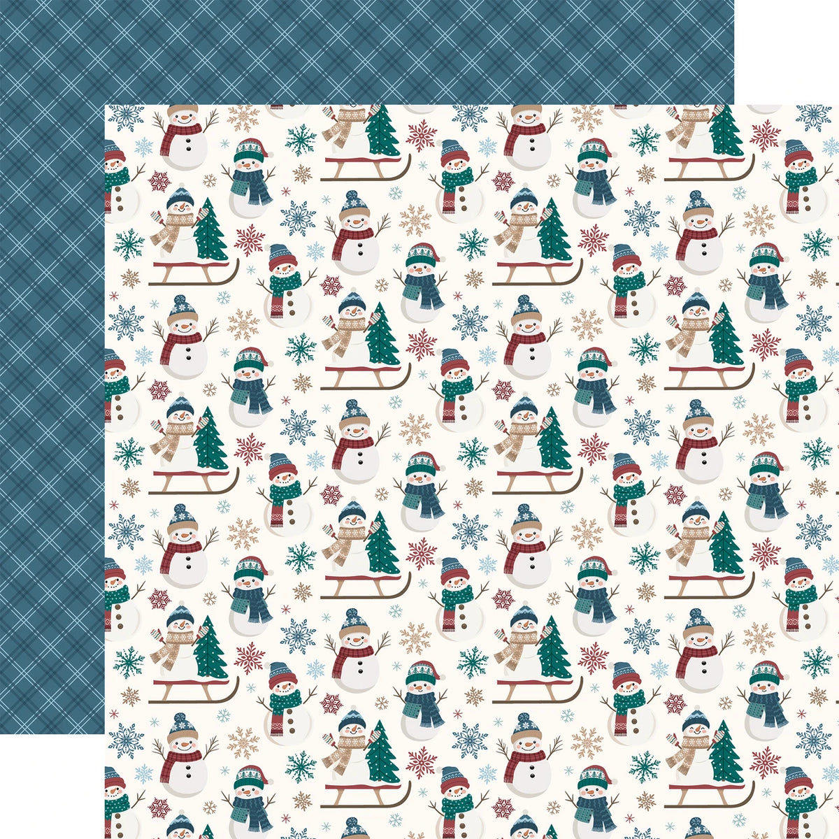 Echo Park Wonderful Winter Days 12 x 12 Collection Kit wwd539016 Sledding Snowman